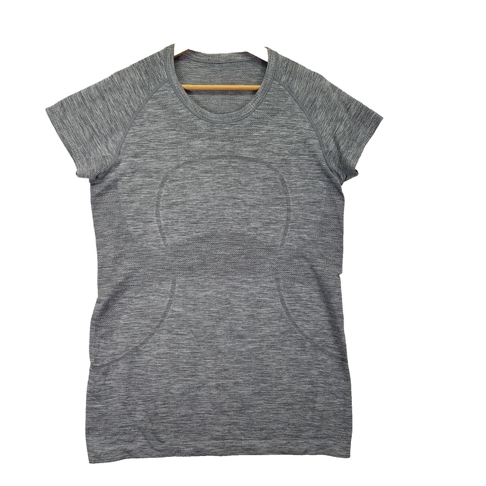 Lululemon Swiftly Tech T-Shirt Women's Size 12 Gray Sweat Life Run With Heart